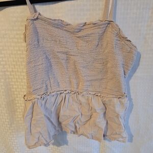 Old Navy Gray Tan Camisole with Ruched Ruffled Smocked Style